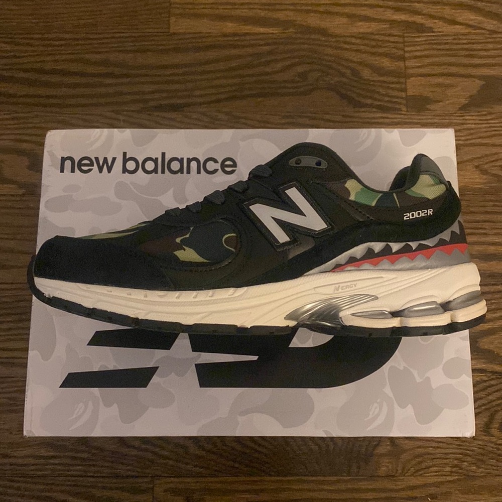 Bape black new balance 2002r with box brand new